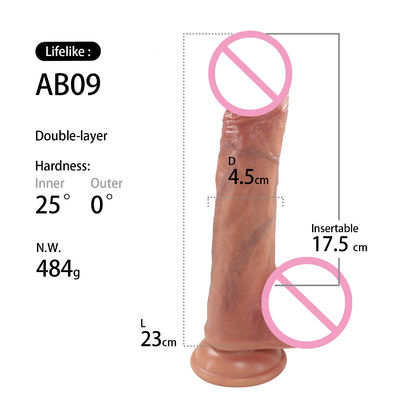 Realistic Female Artificial Rubber Penis Dildo Sex Toys With Veins Ball Suction Cup