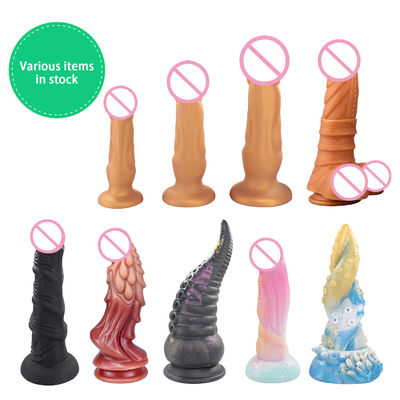 Realistic Female Artificial Rubber Penis Dildo Sex Toys With Veins Ball Suction Cup